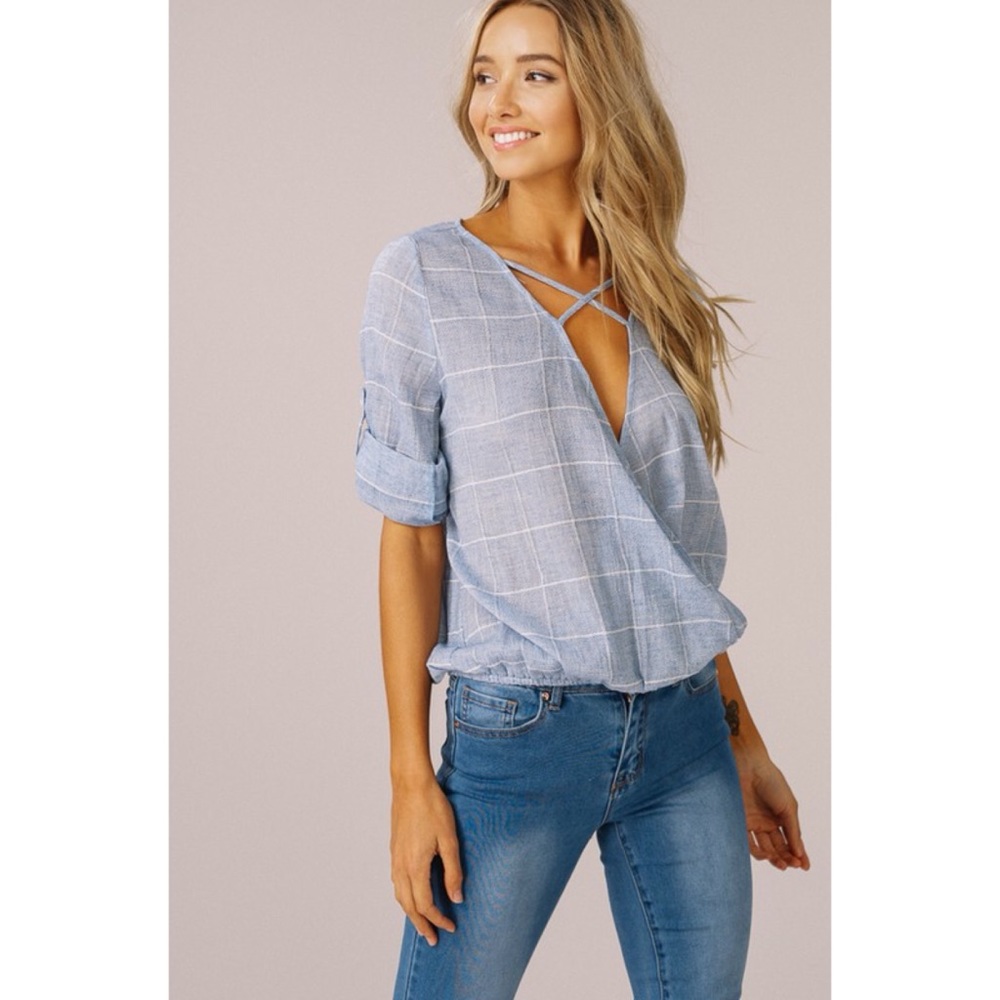 Last One!! Checked Woven Surplus Top - Picture 4 of 6